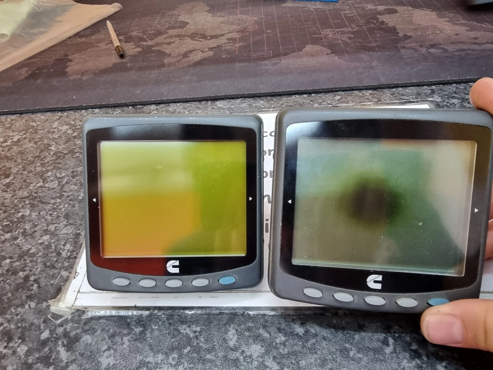 Cummins ED1 prima e dopo la rigenerazione del display