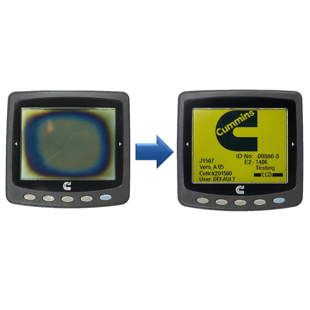 Display nautico rigenerato — prima e dopo